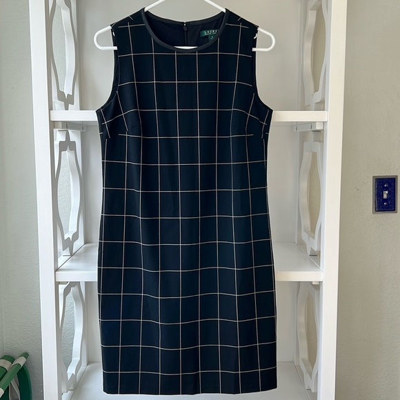 Ralph Lauren Dresses & Skirts - NWOT Ralph Lauren Sleeveless Sheath Windowpane Plaid Lined Black White Size 4